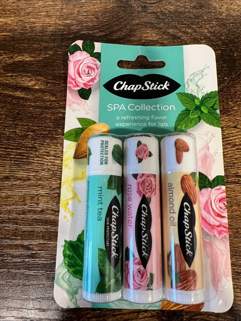 ChapStick Spa Collection Lip Balm Bundle 2 Packs Mint Tea Rose Water Almond Oil